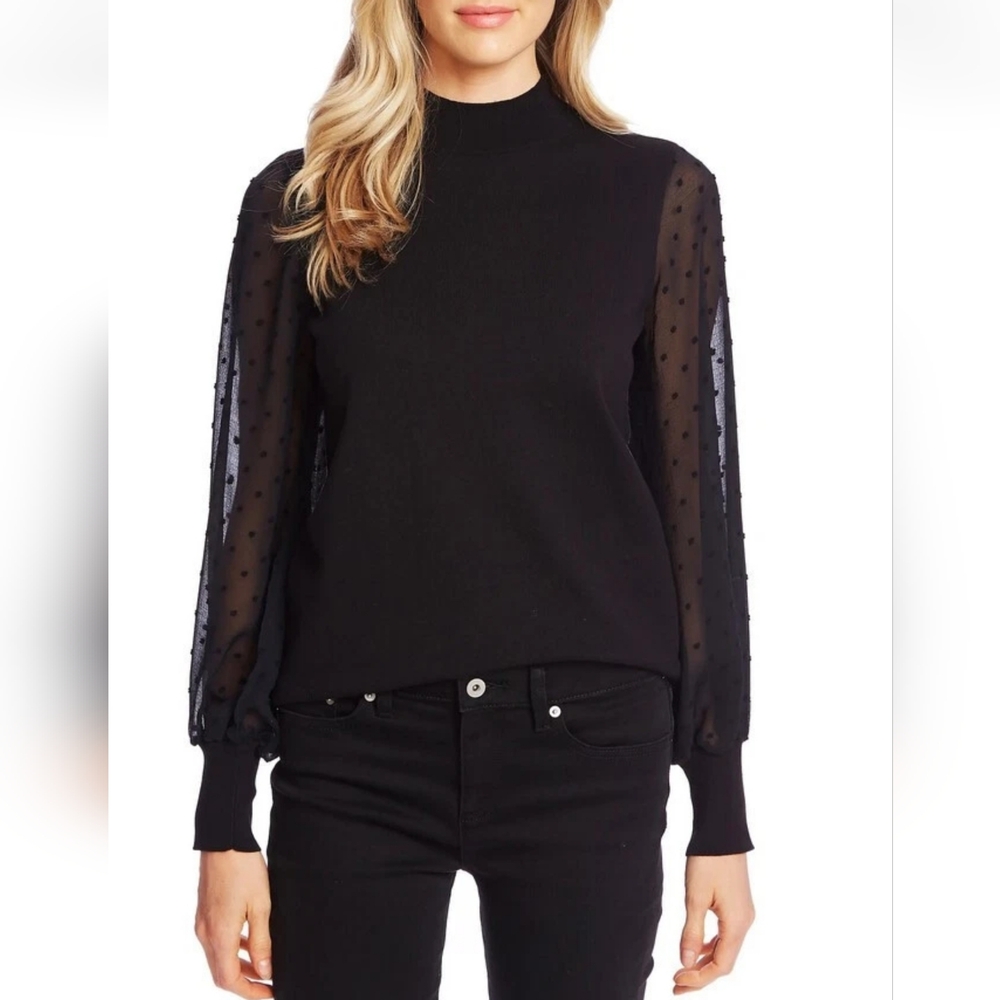 CeCe ✨️ Mock Neck Clip Dot Long Sleeve Women's Sweater Size XS